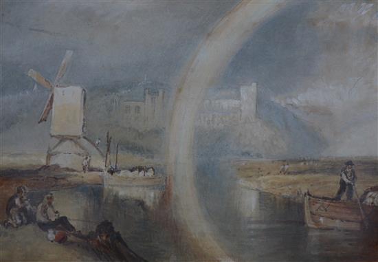 After J.M.W. Turner, Arundal [sic] Castle painted on blue paper, after the watercolour,